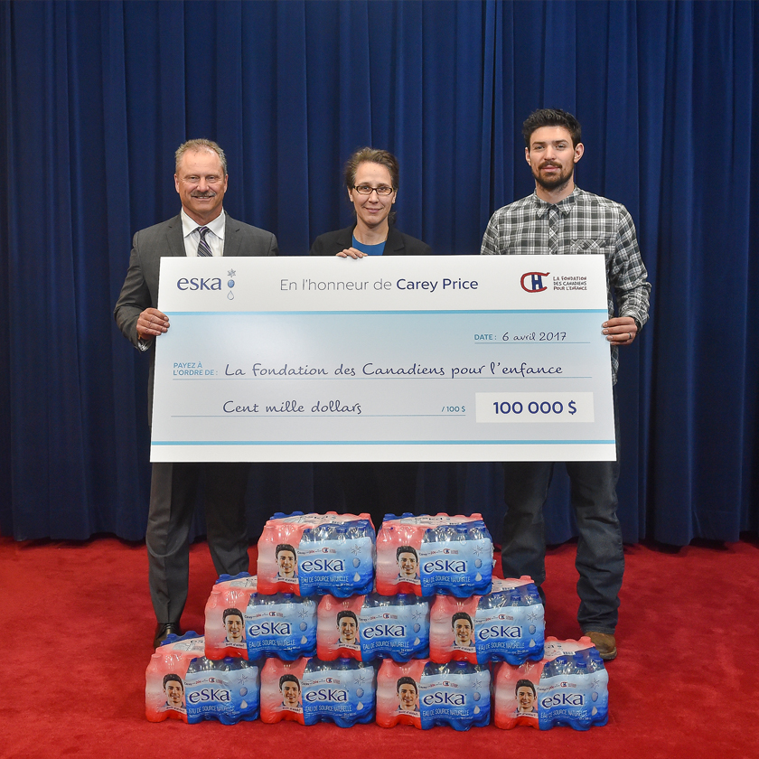 ESKA remet un don de 100 000 $ en l’honneur de Carey Price à la Fondation